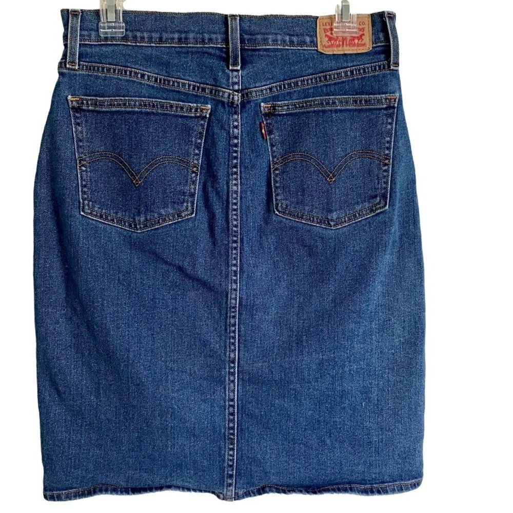 Levis Snap Front Denim Jeans Skirt with Pockets Size 27 - Picture 4 of 9